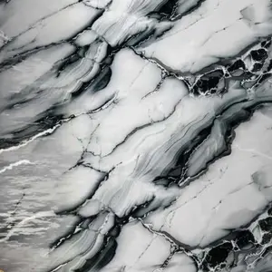 WHITE BLACK GREY VEINS MARBLE UV FOMIC STICKER ROLLS - WB-3001