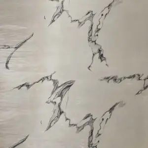 CREAM BLACK THIN VEINS MARBLE UV FOMIC STICKER ROLLS - WB-3020