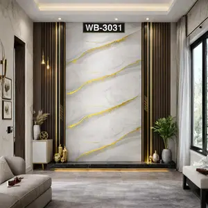 WHITE GOLD GLITTER WAVE MARBLE UV FOMIC STICKER ROLLS - WB-3031
