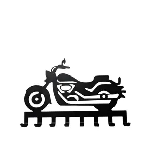 BLACK METAL MOTORCYCLE KEY HOLDER – 8 HOOKS