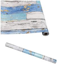 ELEGANT BLUE GREY WOOD ADHESIVE PAPER