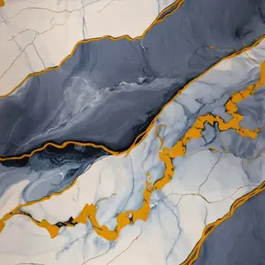 BLUE GOLD RIVER MARBLE UV FOMIC STICKER ROLLS - WB-5032