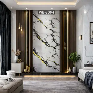 WHITE BLACK YELLOW VEINS MARBLE UV FOMIC STICKER ROLLS - WB-3004