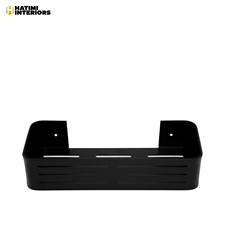 TWO LAYER BLACK ALUMINUM STRAIGHT BATHROOM SHELF