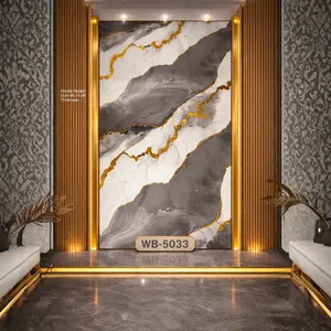 GREY GOLD WAVE MARBLE 2 UV FOMIC STICKER ROLLS - WB-5033