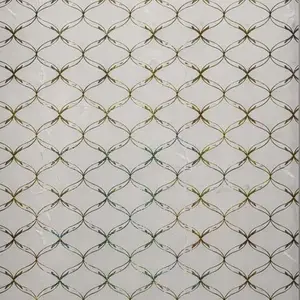 WHITE GOLD TRELLIS GEOMETRIC UV FOMIC STICKER ROLLS - WB-3009
