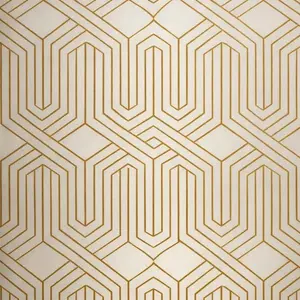 CREAM GOLD HEXAGON GEOMETRIC UV FOMIC STICKER ROLLS - WB-2071