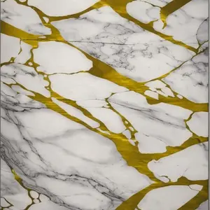 WHITE GOLD BOLD CRACKED MARBLE 2 UV FOMIC STICKER ROLLS - WB-3032