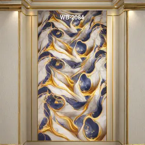 BLUE GOLD SWIRL MARBLE UV FOMIC STICKER ROLLS - WB-2084