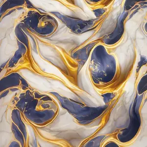 BLUE GOLD SWIRL MARBLE UV FOMIC STICKER ROLLS - WB-2084
