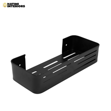 TWO LAYER BLACK ALUMINUM STRAIGHT BATHROOM SHELF