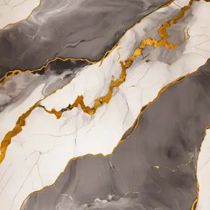 GREY GOLD WAVE MARBLE 2 UV FOMIC STICKER ROLLS - WB-5033