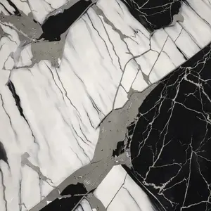 WHITE BLACK SPLIT MARBLE UV FOMIC STICKER ROLLS - WB-2082
