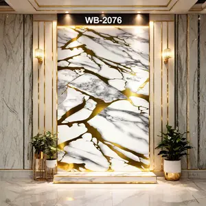 WHITE GOLD SPLIT CRACKS MARBLE UV FOMIC STICKER ROLLS - WB-2076