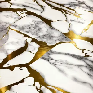 WHITE GOLD SPLIT CRACKS MARBLE UV FOMIC STICKER ROLLS - WB-2076