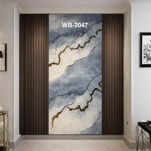 BLUE GOLD CRACKED MARBLE UV FOMIC STICKER ROLLS - WB-2047