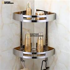 TWO LAYER STAINELESS STEEL CORNER BATHROOM SHELF