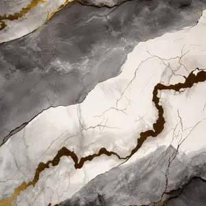 GREY GOLD CRACKED MARBLE UV FOMIC STICKER ROLLS - WB-2046