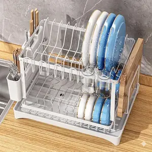 WHITE PREMIUM 2-TIER MULTI-FUNCTIONAL KITCHEN COUNTERTOP DISH DRYER RACK