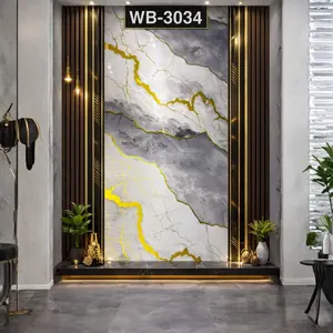 GREY YELLOW VEINS MARBLE UV FOMIC STICKER ROLLS - WB-3034
