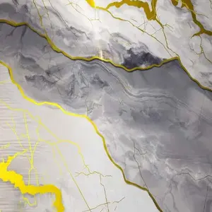 GREY YELLOW VEINS MARBLE UV FOMIC STICKER ROLLS - WB-3034