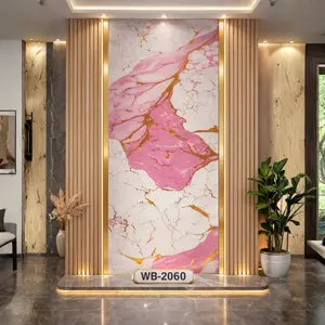 PINK GOLD VEINS MARBLE UV FOMIC STICKER ROLLS - WB-2060