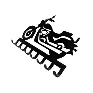 BLACK METAL MOTORCYCLE KEY HOLDER – 8 HOOKS