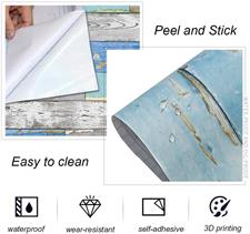 ELEGANT BLUE GREY WOOD ADHESIVE PAPER