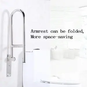 PREMIUM STAINLESS STEEL FOLDING BATHROOM SAFETY GRAB BAR – WALL MOUNTED TOILET & SHOWER SUPPORT RAIL