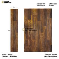 WALNUT - HIGH GLOSS THREE STRIP WOODEN FLOORING - PER SQUARE FEET