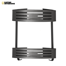TWO LAYER GREY ALUMINUM CORNER BATHROOM SHELF
