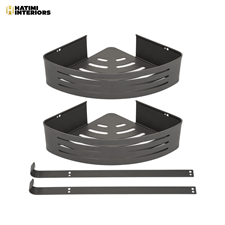 TWO LAYER GREY ALUMINUM CORNER BATHROOM SHELF