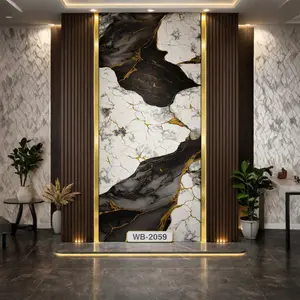 WHITE BLACK GOLD MARBLE UV FOMIC STICKER ROLLS - WB-2059