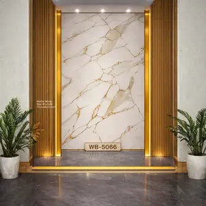 WHITE GOLD VEINS MARBLE UV FOMIC STICKER ROLLS - WB-5066