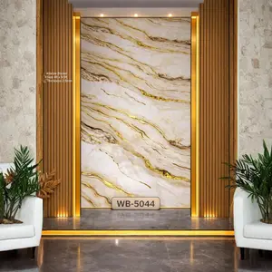 CREAM GOLD STRIPE MARBLE UV FOMIC STICKER ROLLS - WB-5044