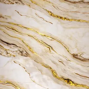 CREAM GOLD STRIPE MARBLE UV FOMIC STICKER ROLLS - WB-5044