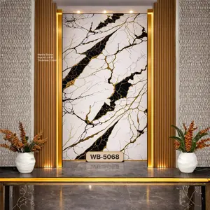 WHITE BLACK CRACKED MARBLE UV FOMIC STICKER ROLLS - WB-5068-V2