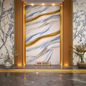 BLUE GOLD WAVE MARBLE UV FOMIC STICKER ROLLS - WB-5001-V2