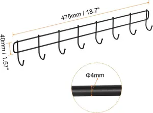 IRON WALL-MOUNTED KHUTTI | 8-HOOK BLACK CLOTH HANGER