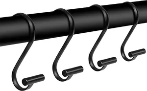 BLACK MULTI PURPOSE KITCHEN & CURTAINS HANGING HOOKS