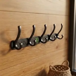 PREMIUM 5-HOOK WALL MOUNTED COAT AND HANGER RACK