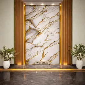GOLD VEINS MARBLE UV FOMIC STICKER ROLLS - WB-5035