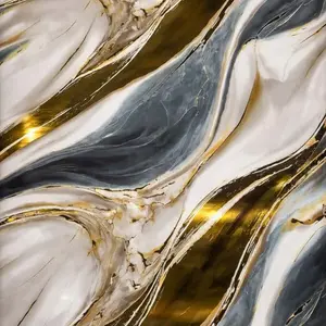 GREY GOLD BOLD WAVE MARBLE UV FOMIC STICKER ROLLS - WB-5057