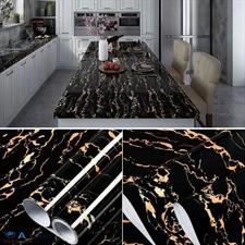 BLACK GOLD MARBLE ADHESIVE PAPER