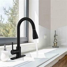 BLACK STAINLESS STEEL KITCHEN PULL OUT FAUCET MIXER