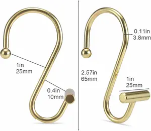 SHINY GOLD MULTI PURPOSE KITCHEN & CURTAINS HANGING HOOKS