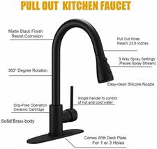 BLACK STAINLESS STEEL KITCHEN PULL OUT FAUCET MIXER