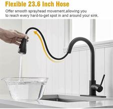 BLACK STAINLESS STEEL KITCHEN PULL OUT FAUCET MIXER