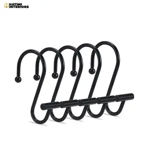 BLACK MULTI PURPOSE KITCHEN & CURTAINS HANGING HOOKS