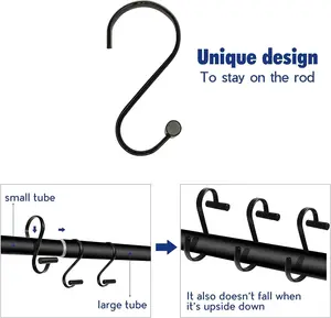 BLACK MULTI PURPOSE KITCHEN & CURTAINS HANGING HOOKS